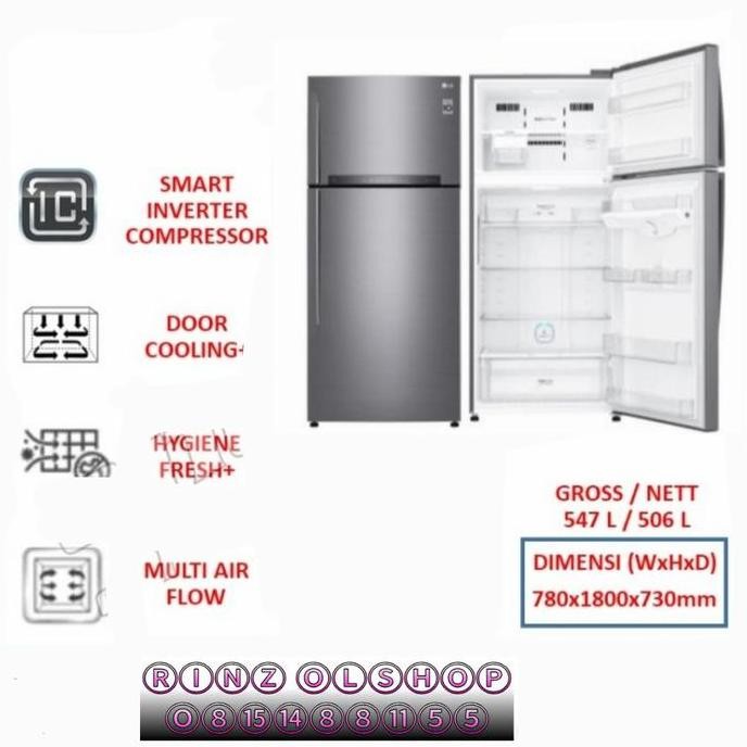 BEBAS ONGKIR - KULKAS LG GN-H702HLHL SMART INVERTER THINQ GNH702HLHL