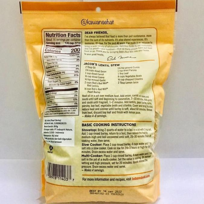 

Bob'S Red Mill Pearl Barley 850Gr | Bob Brm Jali Jali Jelai Premium #Gratisongkir