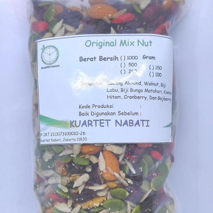 

500Gr Original Mix Nut - Campuran Almond, Walnut, Pumpkin, Sunflower, Raisin, Cranberry & Gojiberry Varian Mentah Atau Roasted #Gratisongkir