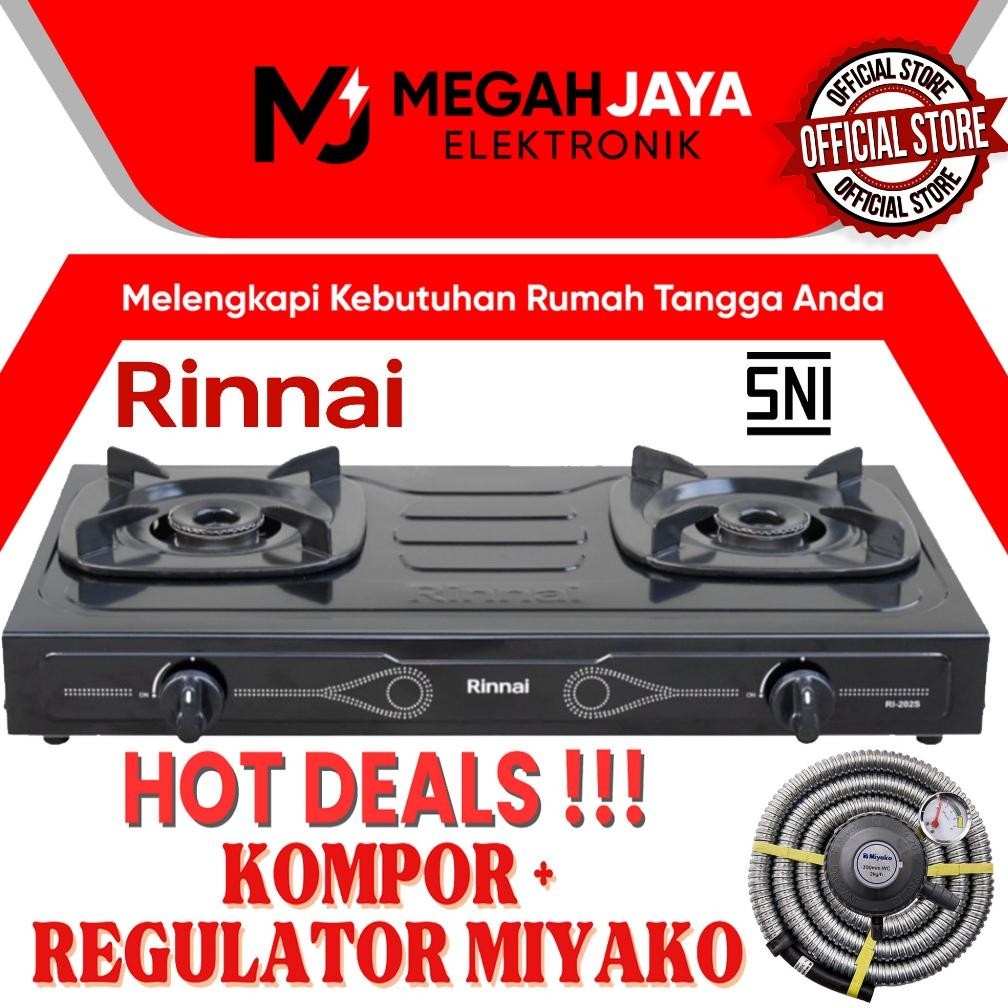 Murah Paket Hemat Kompor + Regulator Rinnai Ri 202S / Ri-202S / Ri202 S / Ri 202 S (2 Tungku)