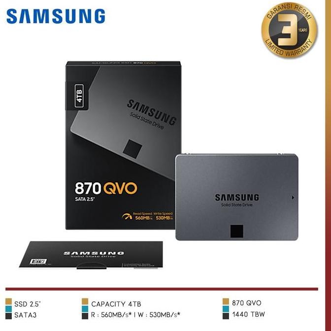 BEBAS ONGKIR - SAMSUNG - 870 QVO 4TB | SSD SATA 4TB MZ-77Q4T0BW