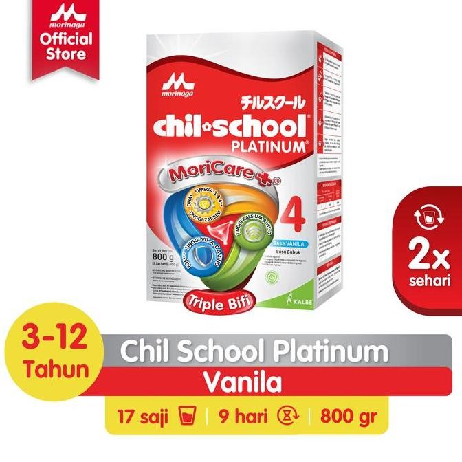

terbaru chil school platinum moricare+ vanilla 400gr x2 susu anak 3 tahun keatas