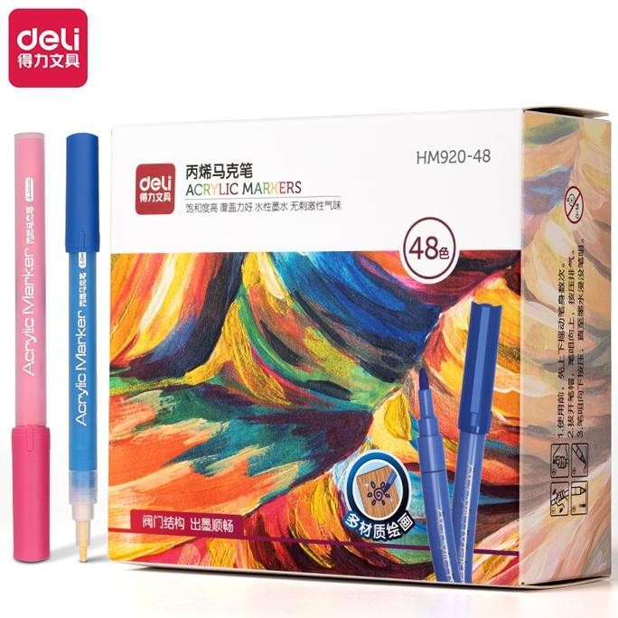 

DELI SPIDOL AKRILIK / ACRYLIC MARKER 48 COLOR HM920 ORIGINAL DAN TERPERCAYA
