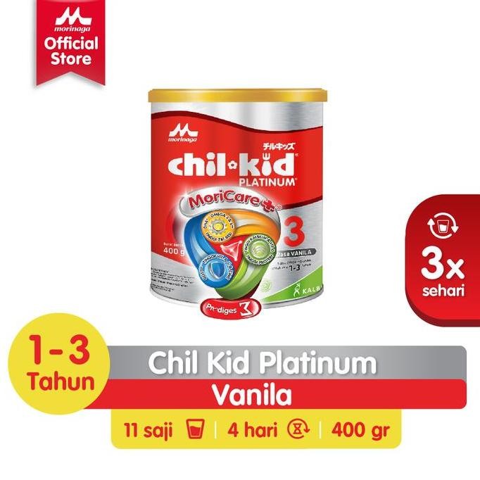 

terbaru chil kid platinum moricare+ vanila 400gr - susu pertumbuhan anak 1-3 tahun