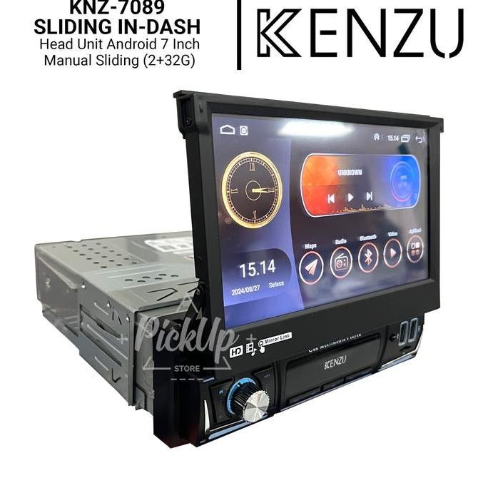 // Head Unit Android Single Din Kenzu-7089 Sliding Indash //