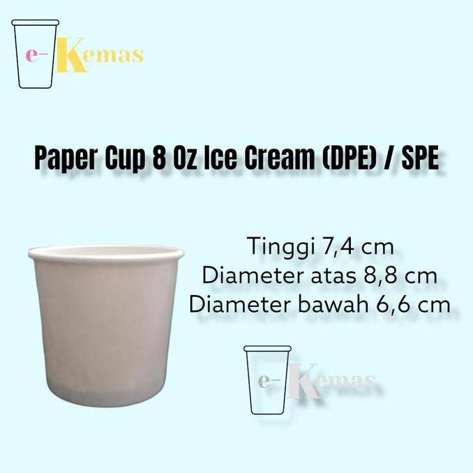 Original Paper Cup 8oz Polos | Gelas Kertas Es Krim / Cup Ice Cream