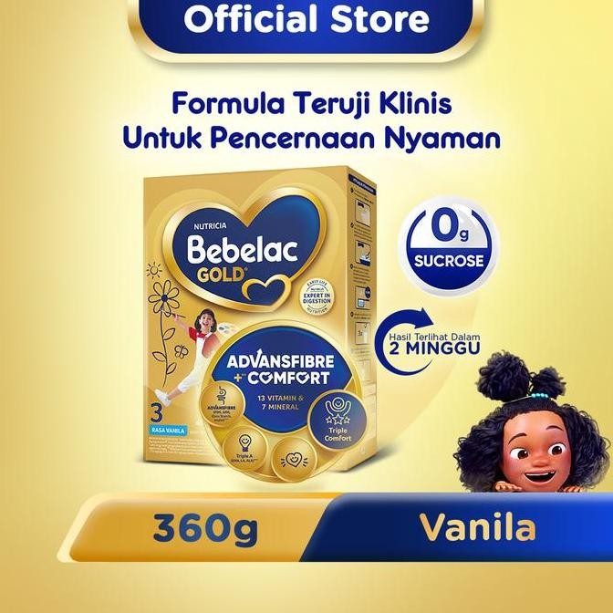 

terbaru bebelac gold 3 susu formula anak usia 1-3 tahun rasa vanila 360gr formula pencernaan nyaman
