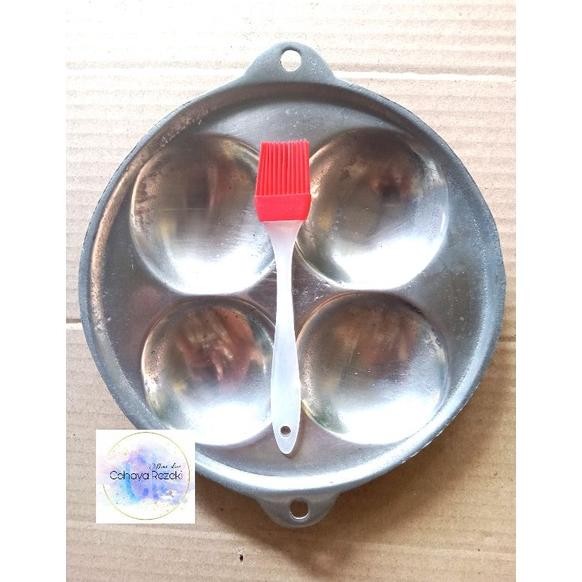 Cetakan Telur Lubang 4 / Cetakan Apem Lubang 4 FREE KUAS + SOTIL