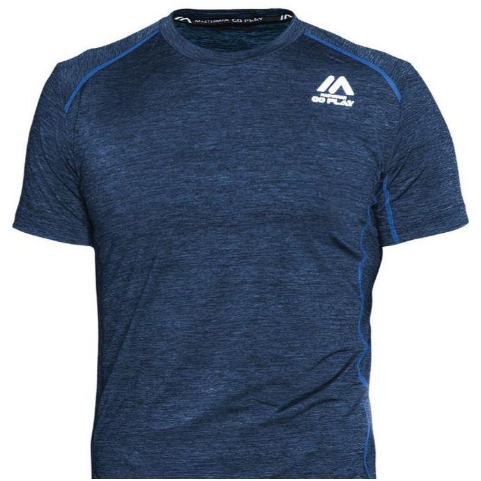MASTERMAN GOPLAY MELANITE SPACE DYE KNIT BLUE KAOS LARI GYM OLAHRAGA