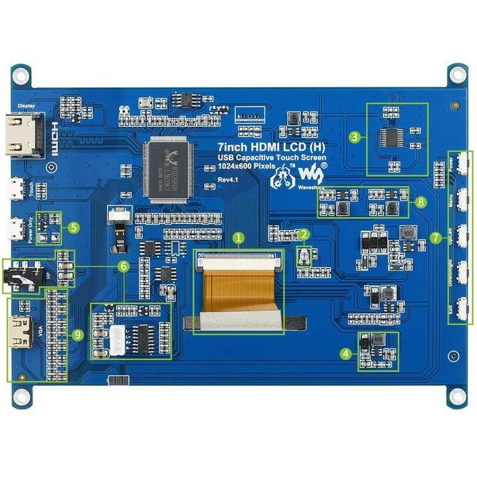 Lcd Waveshare 7" 7 Inch Hdmi Ips Lcd Capasitive Touchscreen Raspberry