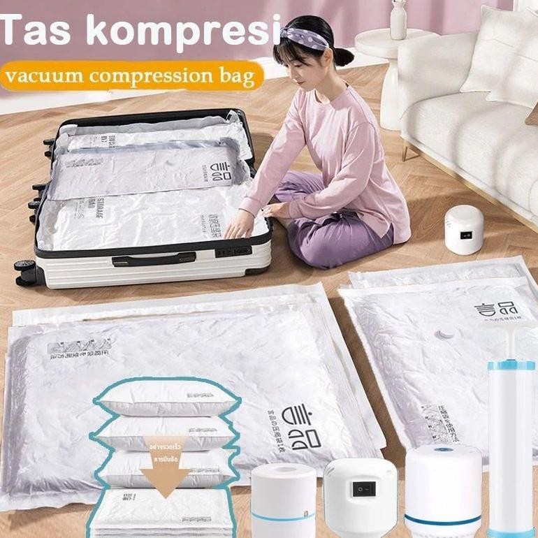 MAPLE VACUUM BAG TRAVEL / ALAT VACUM BAJU DAN PLASTIK NYA / PLASTIK KOMPRESI VAKUM / PLASTIK VACUM B
