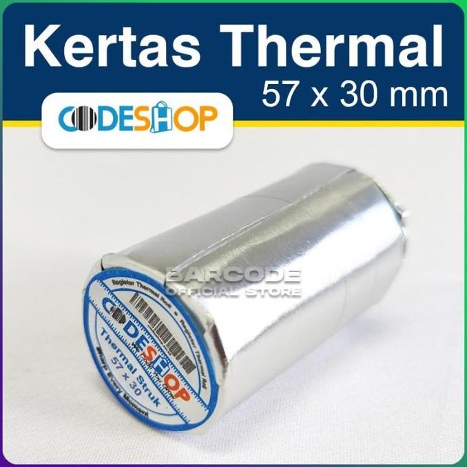 

BEBAS ONGKIR - Kertas Thermal Printer Codeshop 57 x 30 mm Isi 100 Roll