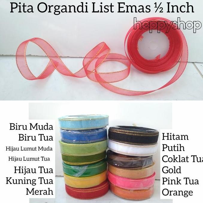 

hanya disini] Pita Organdi List Emas 1/2 inch (1,27 cm)