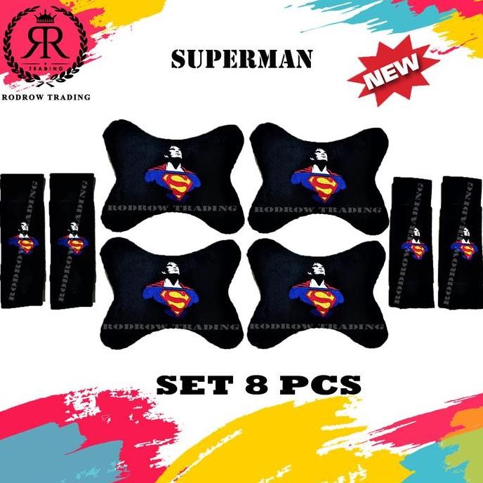 Bantal Mobil Superman Set 8 Pcs / Bantal Jok Mobil Superman