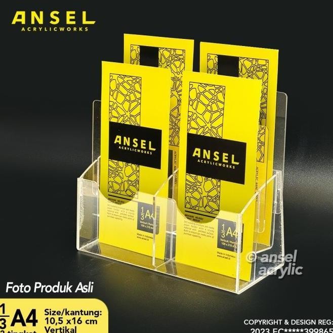 

NEW TEMPAT BROSUR AKRILIK 2 TINGKAT [ 1/3 A4 - A6 ] TIPE E2 - 2 SUSUN [ACRYLIC DISPLAY HOLDER, KANTONG FLYER, STANDING]
