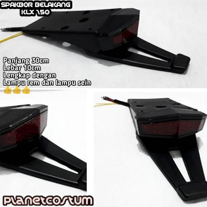 Spakbor Sayap Belakang Motor Klx 150 lengkap dengan Lampu sein stop brake hitam dudukan mika ban