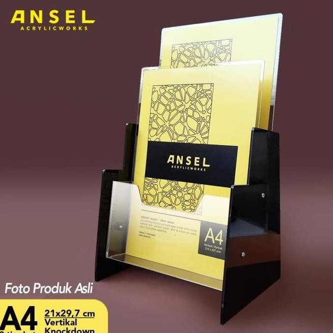 

NEW TEMPAT BROSUR AKRILIK / FLYER HOLDER TINGKAT - A4 VER -TIPE C 2 SUSUN