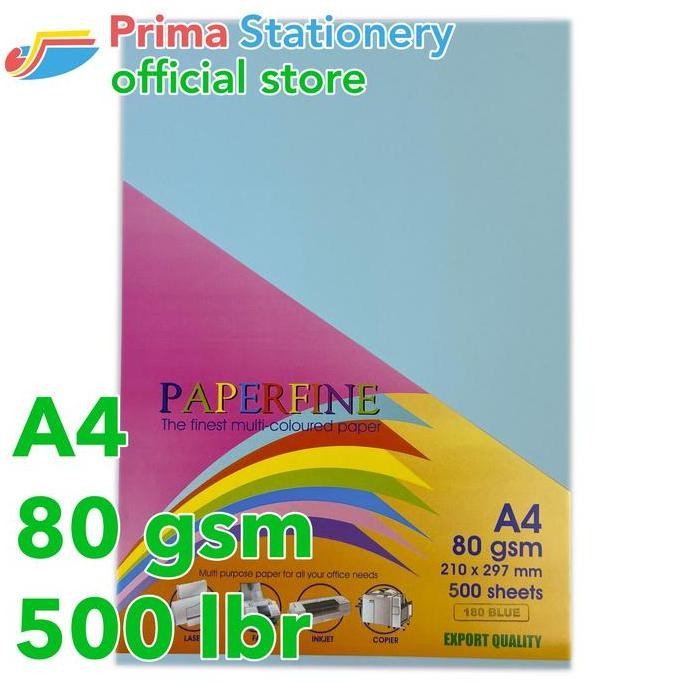 

NEW Paperfine Kertas HVS Warna A4 IT 180 Blue Rim isi 500 lbr [TC]