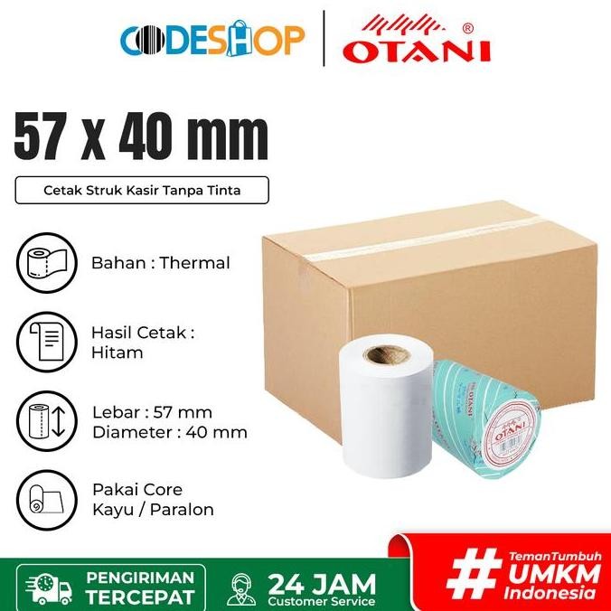 

TERBARU - 1 DUS Kertas Thermal Otani 57 x 40 mm Roll Printer Struk Kasir 58mm