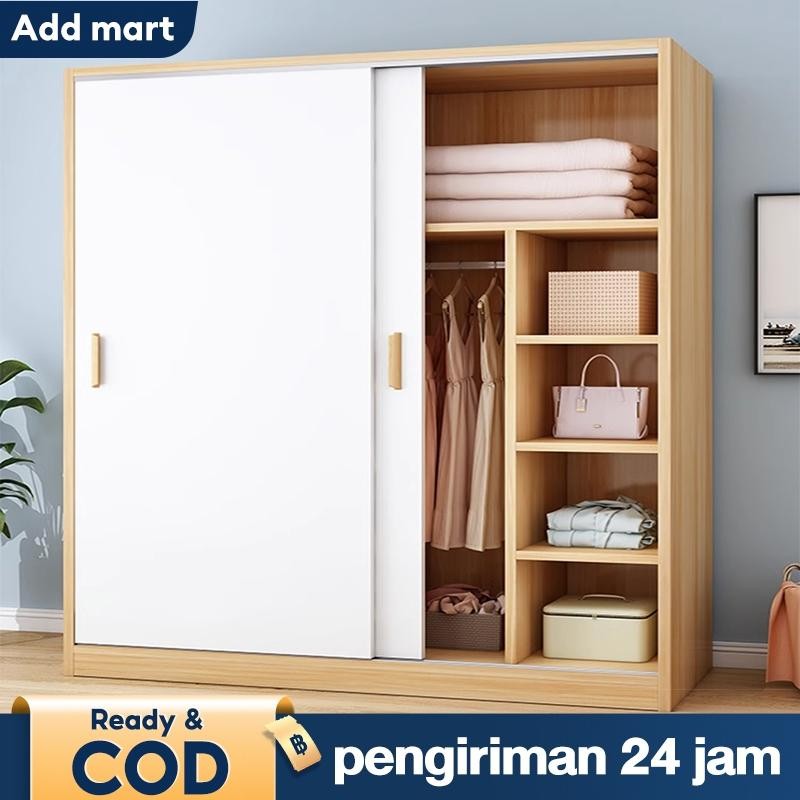 Lemari Pakaian Kayu Lemari Baju Lemari Pakaian 2 Pintu Geser