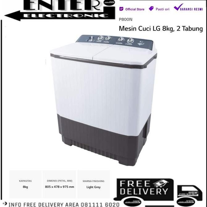 TERBARU - LG TWIN TUB P800N - LG MESINCUCI 8 KG MESIN CUCI 2 TABUNG LG 8 KG