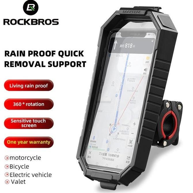 Rockbros Phone Holder Motor Sepeda Waterproof Touchscreen Bag 22001