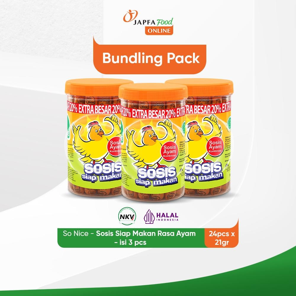 

So Nice Sosis Siap Makan Rasa Ayam 24 Pcs x 21 gr - Isi 3 pack