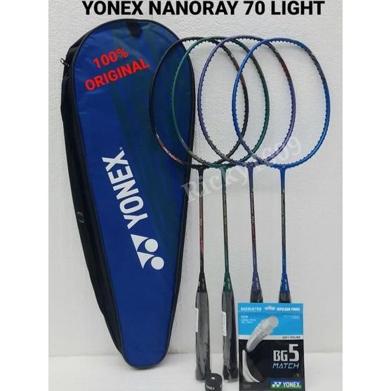 RAKET BADMINTON YONEX NANORAY 70 LIGHT - RUDI HARTONO SERIES - TENSION 30 LBS - BONUS : SENAR YONEX 