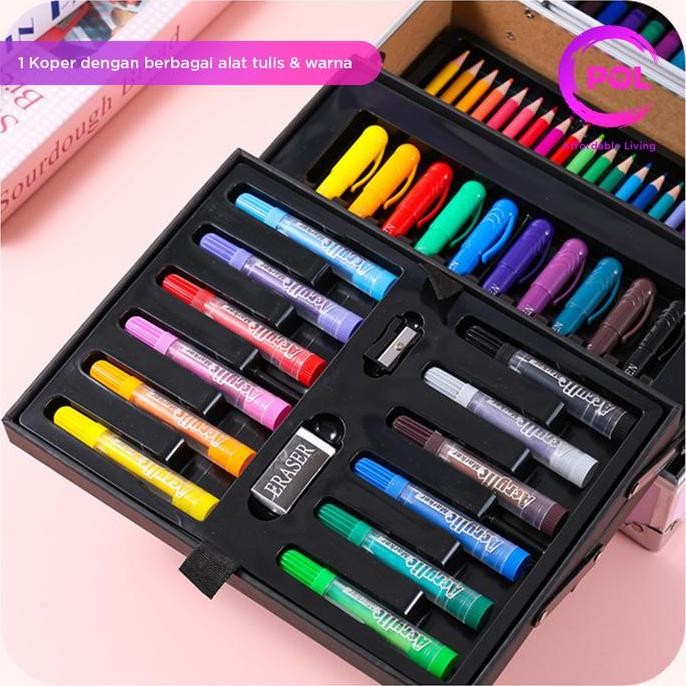 

[POL] COD SNI Crayon Art Set 128pcs & 133pcs Koper Alumunium Besi | Krayon Pensil Warna KS