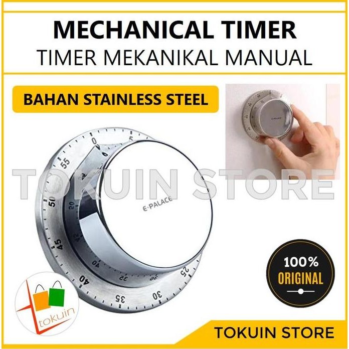 Timer Masak Dapur Manual Mekanik Magnet Kitchen Timer Analog Stainless