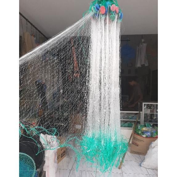 jaring ikan siap pakai 3 lapis tinggi 1,5m panjang 30m jaring luar 5in senar 0,20mm jaring dalam 1,7
