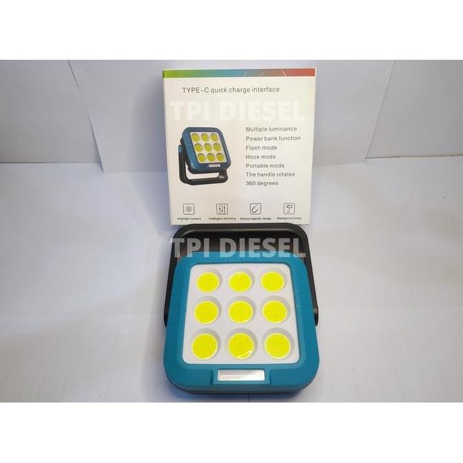 Lampu Emergency Led Magnet / Work Light Emergency Usb C Rechargeable / Lampu Outdoor Anti Air - Kota