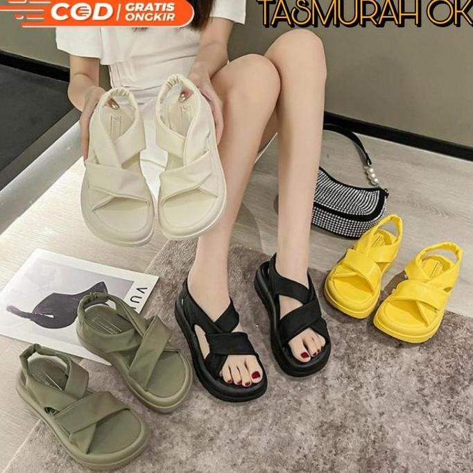 SANDAL SILANG COMFY LENTUR KOREA SENDAL CASUAL DAILY WANITA IMPORT ORI