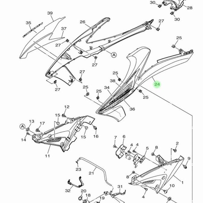 COVER SAYAP TANGKI BODY (SEBELAH) KANAN / KIRI VIXION R MERAH DOFF ORI