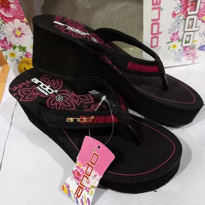 sandal jepit spons tinggi wanita Ando alya original