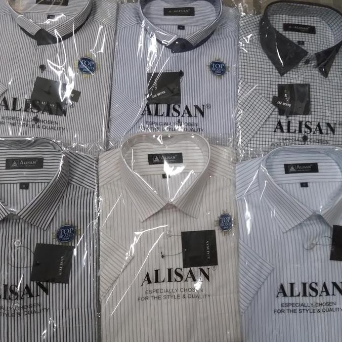 Promo Kemeja Pria Alisan Motif Lengan Pendek Original Size 14.5 -16