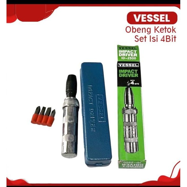 Obeng Ketok Set Bodi Besi Vessel 2500 Murah Meriah Impact Driver Set Obeng Set Ketok Body Besi Obeng