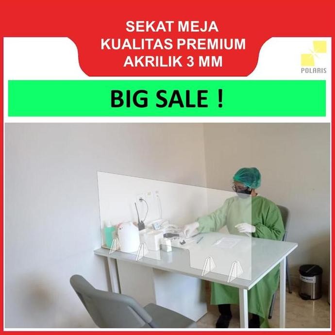TERBARU - Sekat Akrilik / Pembatas / Partisi Meja Kasir 120 x 60 cm