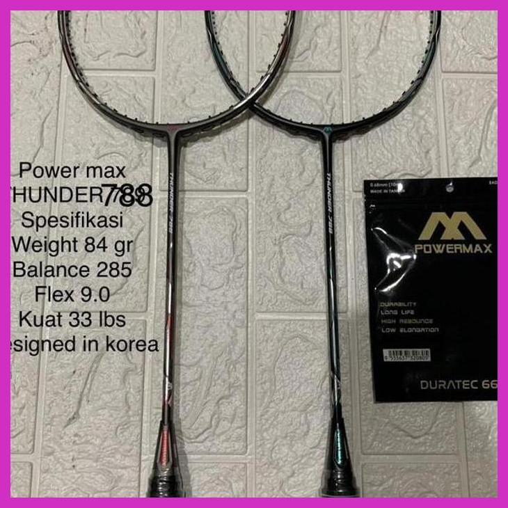 (OLAHRAGA) RAKET BADMINTON POWER MAX THUNDER 788 GRIP 6U KUAT 33 LBS ORIGINAL PRIVASI AMAN