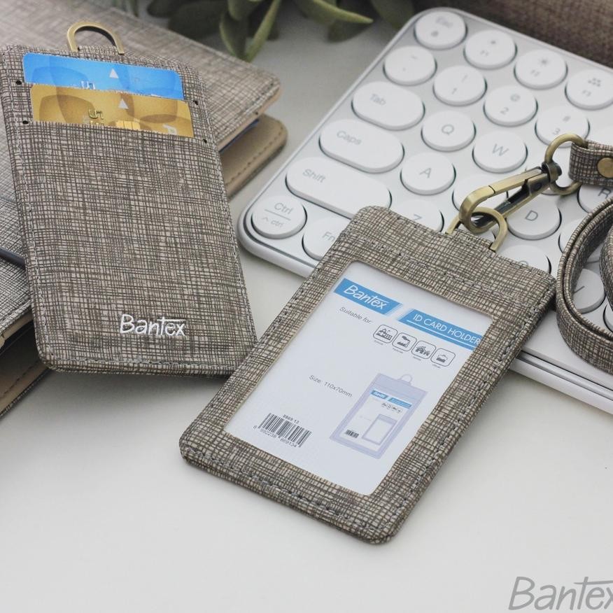 

Bantex Lanyard Name Tag Leather Id Card Holder Kulit Bee