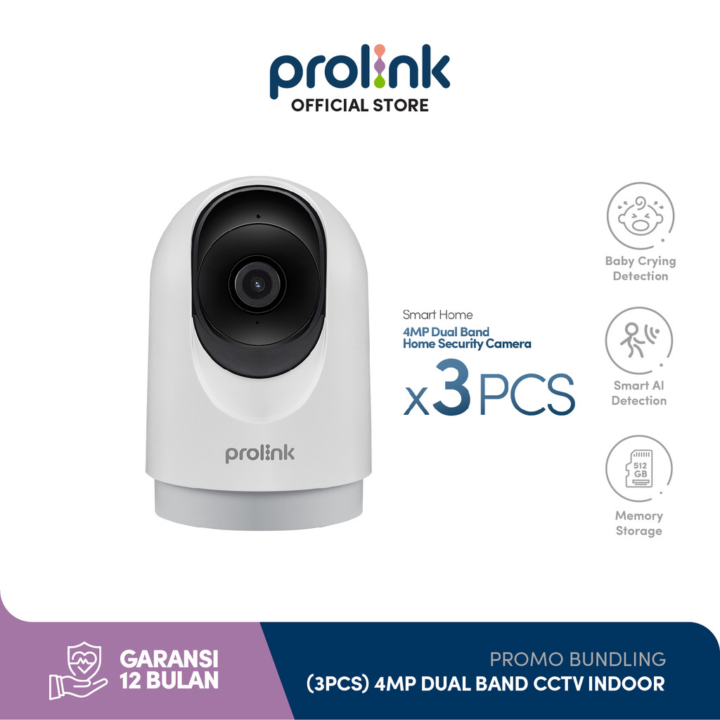 Bundle 3 pcs Prolink 4MP Smart IP Cam CCTV Dual Band Wifi Indoor QHD | 2.5K Kamera CCTV | 360° View 