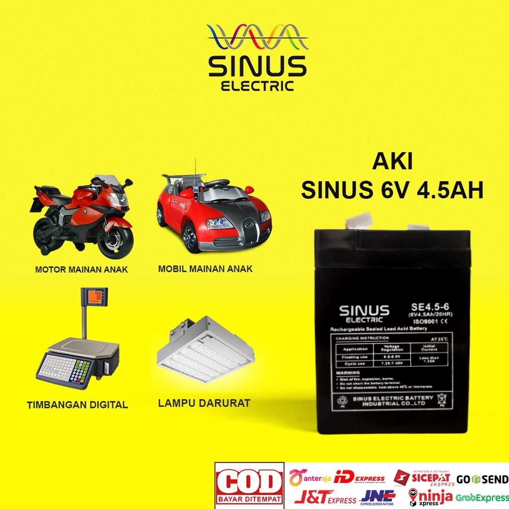''Terlaris" Aki Timbangan Digital 6V 4.Ah Aki Timbangan Digital Vrla Sinus Se4.-6 Murah