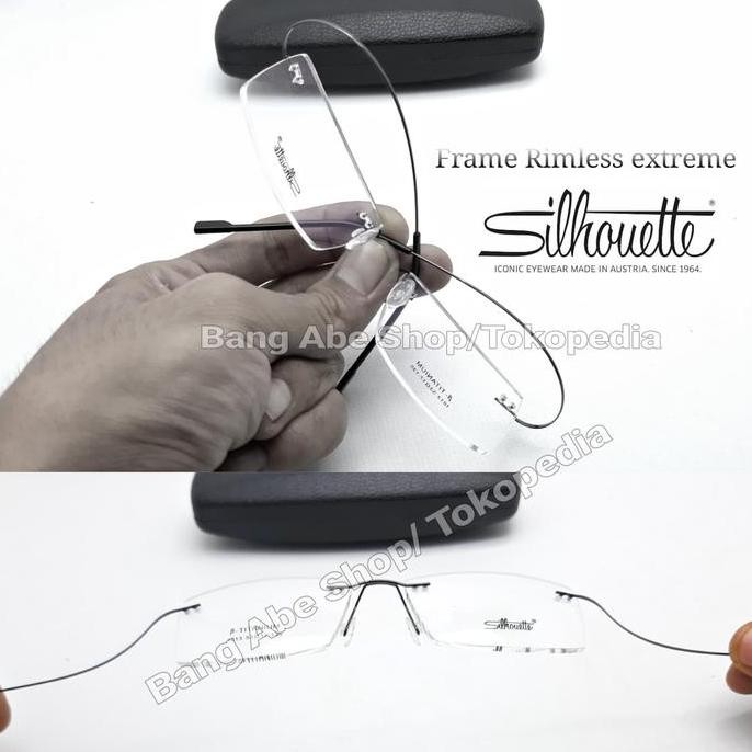 Kacamata Frame silhoutte Rimless Pure Titanium Beta + lensa Minus