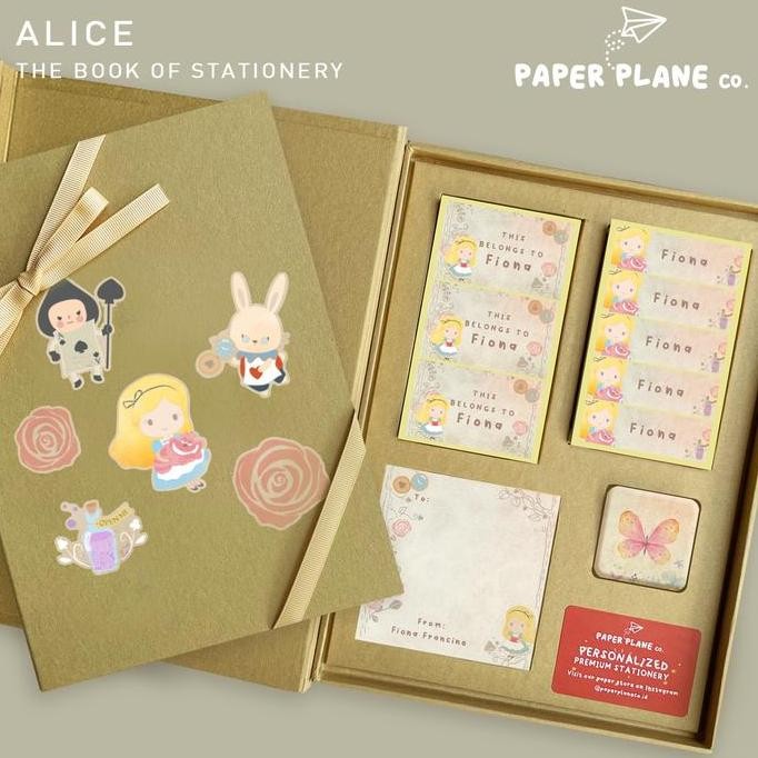 

Mini Stationery Sticker Gift Set "Alice" Hadiah Kado Custom Nama