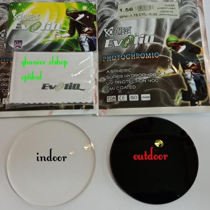 Lensa kacamata omega evoliq photochromic sudah ada efek daun talas