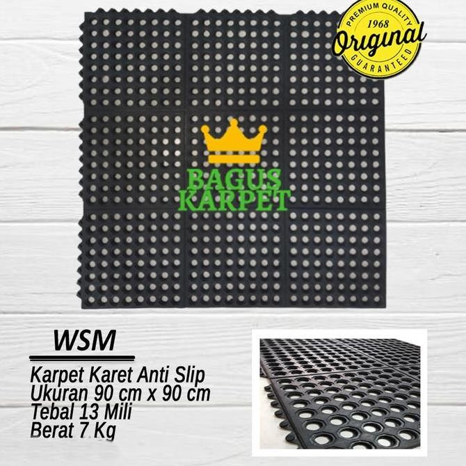 Karpet Keset Karet Anti Slip Kamar Mandi WSM Uk 90 x 90 cm tbl 15 mm