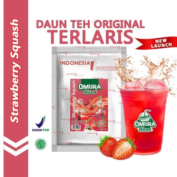 

baru omura bubuk strawberry squash premium 1kg - powder drink tanpa susu
