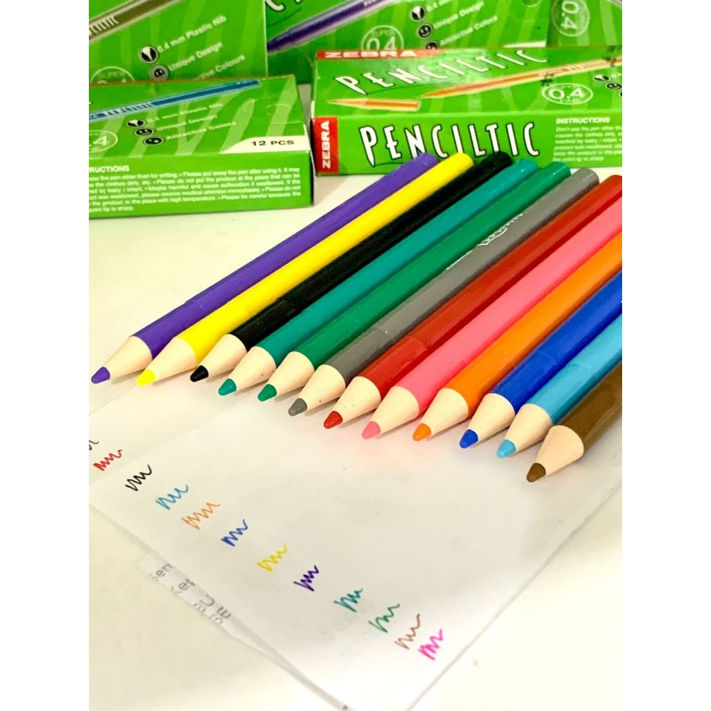 

SET 12 PCS ZEBRA PENCILTIC FINELINER SUPER FINE 0.4 | KEMASAN 12 COLORS PULPEN WARNA HIAS