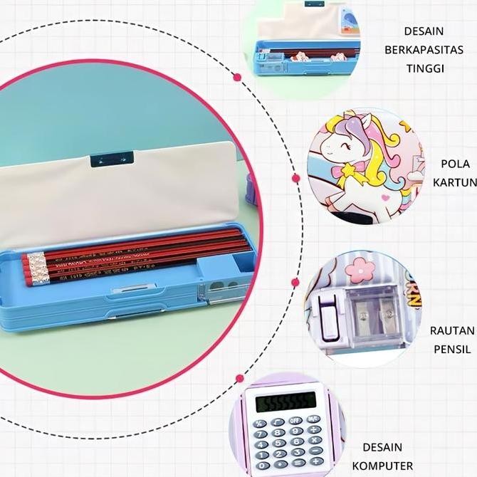 

Baru Kotak Pensil Anak Kartun Lucu 2 Layer | Dengan Rautan | Multifungsi Murah