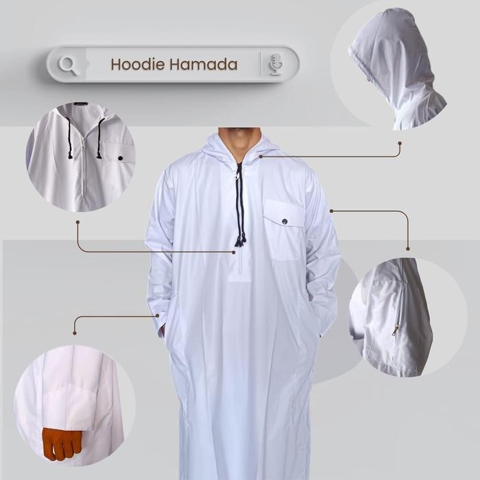 Baju Jubah Gamis Hoodie Tudung Pria Dewasa Hamada Matt Katun Minyak